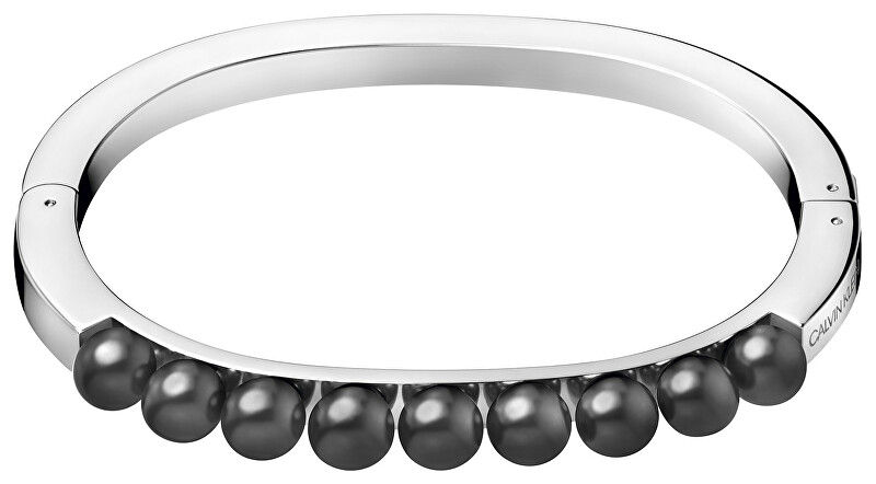 Calvin Klein Pevný oceľový náramok s čiernymi perličkami Circling KJAKMD04010 5,4 x 4,3 cm - XS