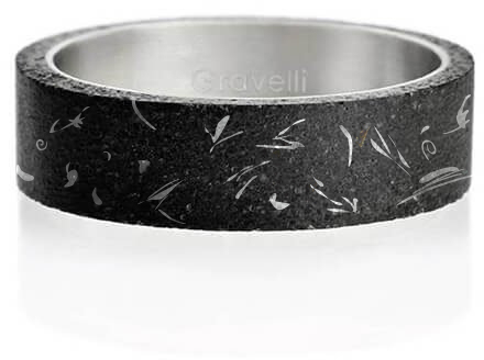Gravelli Moderné betónový prsteň Simple Fragments Edition oceľová   antracitová GJRUFSA001 63 mm