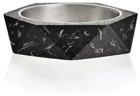 Gravelli Štýlový betónový prsteň Cubist Fragments Edition oceľová   antracitová GJRUFSA005 50 mm