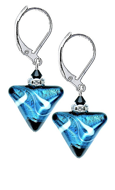 Lampglas Pôvabné náušnice Sea Wave Triangle s rýdzim striebrom v perlách Lampglas ETA12