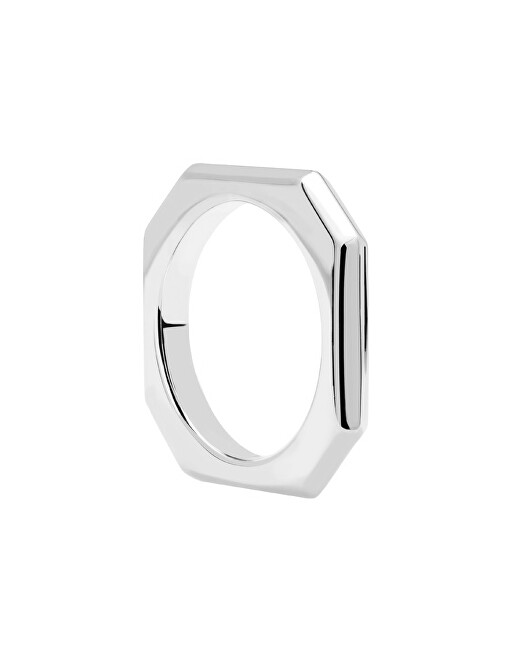 PDPAOLA Elegantný rhodiovaný prsteň SIGNATURE LINK Silver AN02-378 50 mm