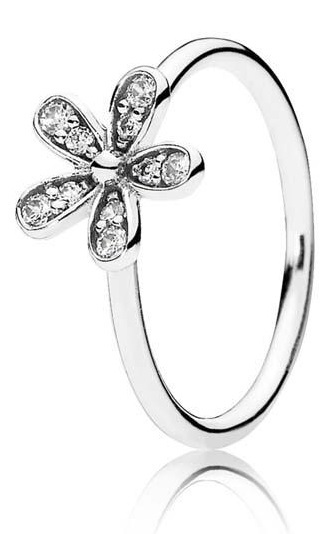 Pandora Nežný strieborný prsteň Oslnivá sedmokráska 190932CZ 54 mm