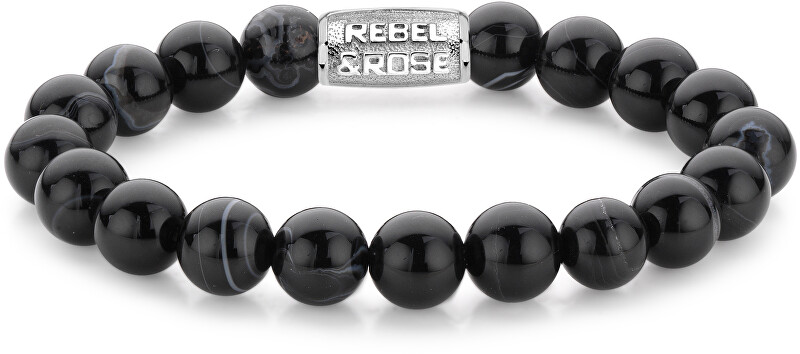 Rebel&Rose Obrúbený náramok Black Velvet RR-10001-S 16,5 cm - S